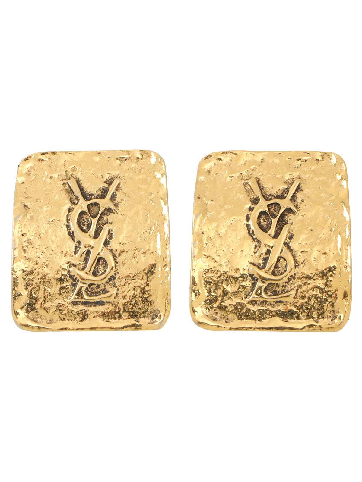 Square Logo Plate Earrings Gold