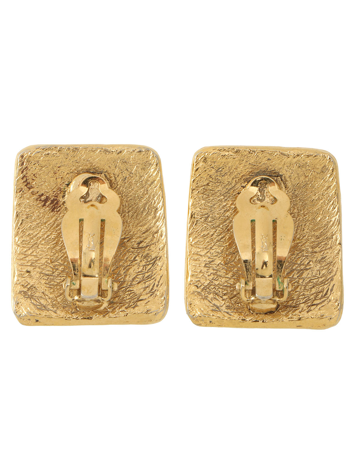 Square Logo Plate Earrings Gold