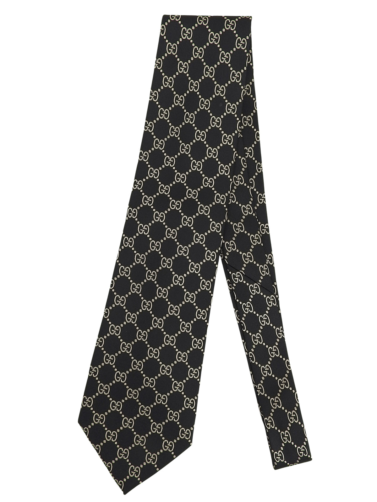 GG pattern tie in black