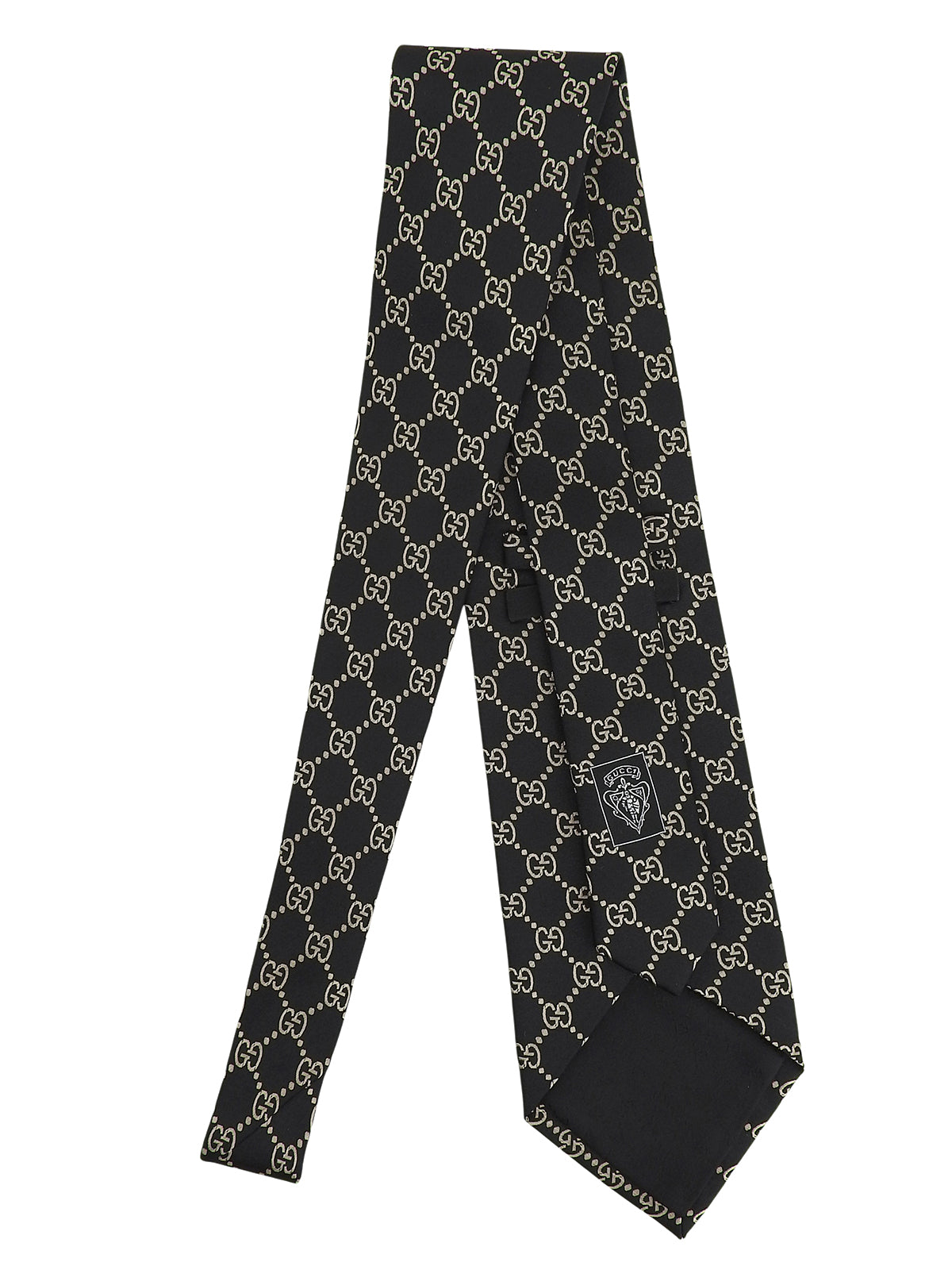 GG pattern tie in black