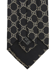 GG pattern tie in black