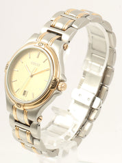Round Logo Face Watch Champagne Gold/Silver