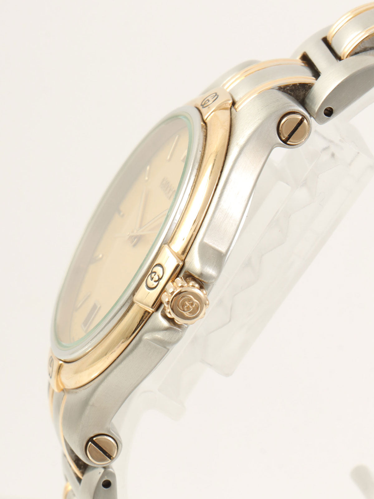 Round Logo Face Watch Champagne Gold/Silver