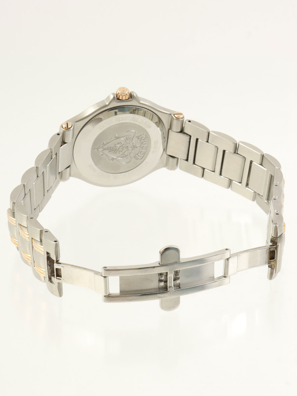 Round Logo Face Watch Champagne Gold/Silver