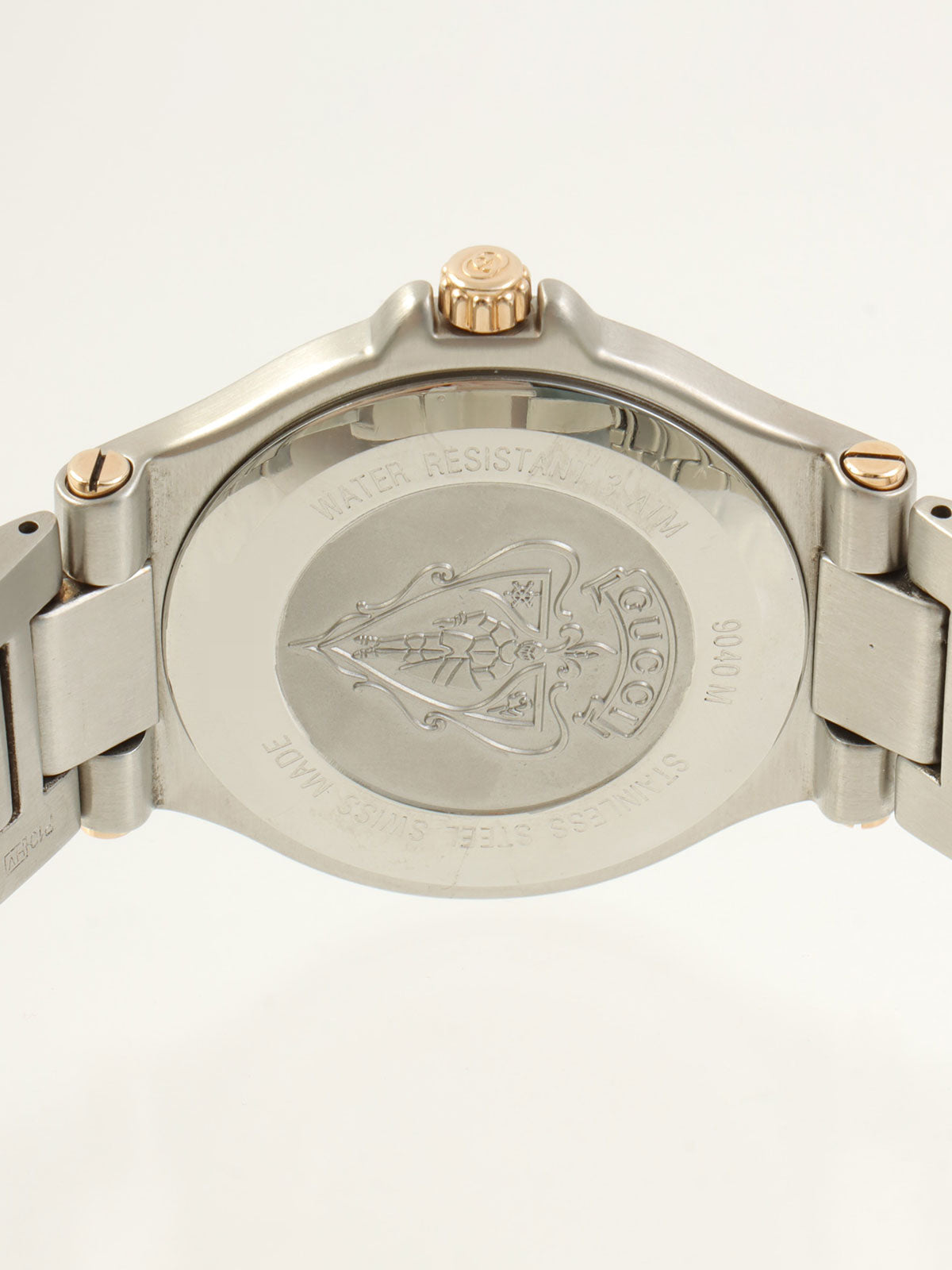 Round Logo Face Watch Champagne Gold/Silver