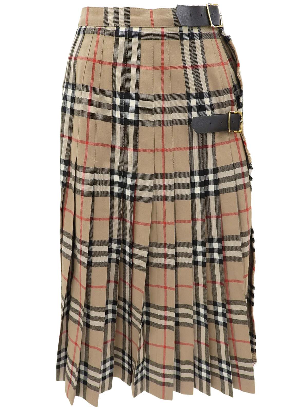 Nova Check Pattern Wrap Skirt in Beige/Multi