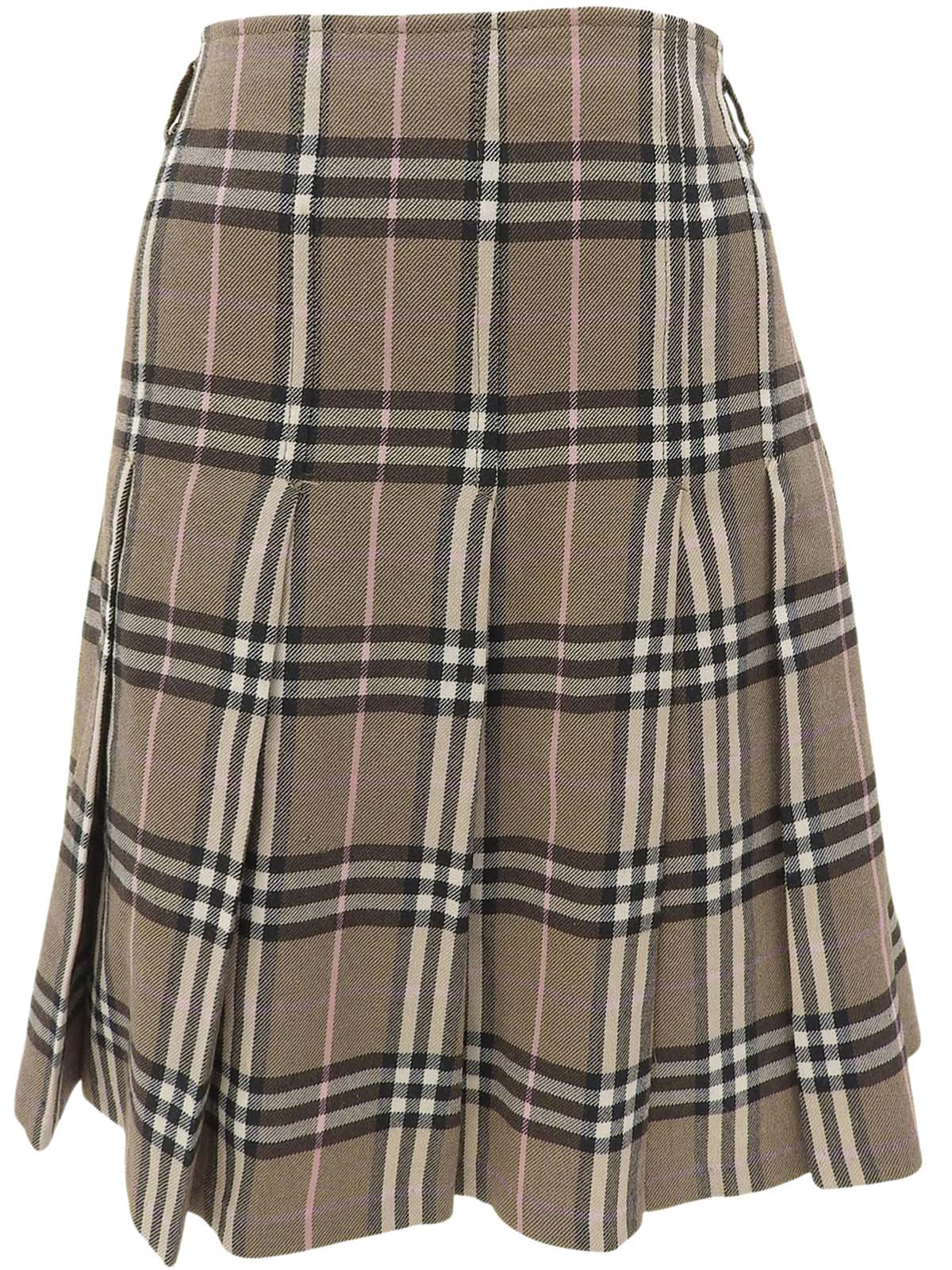 Nova Check Pattern Pleated Skirt in Brown/Multi