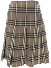 Nova Check Pattern Pleated Skirt in Brown/Multi