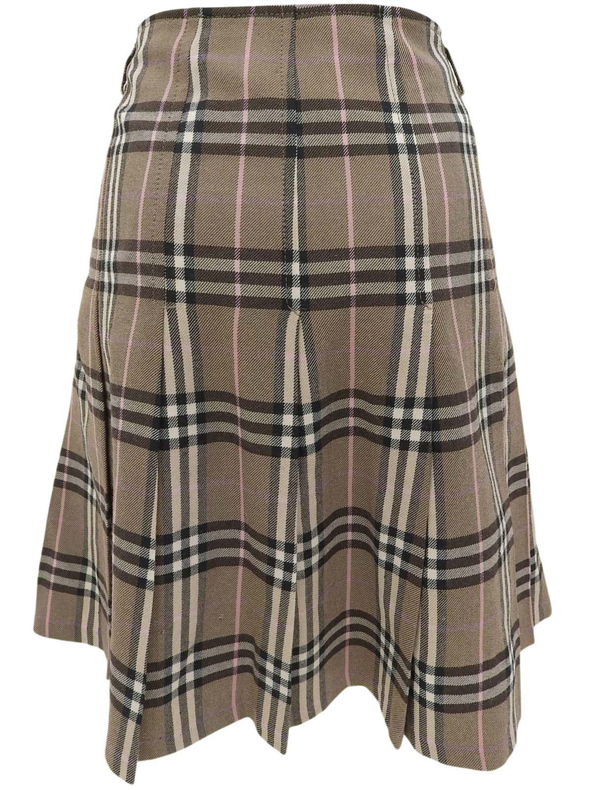 Nova Check Pattern Pleated Skirt in Brown/Multi