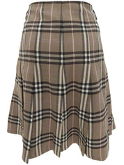 Nova Check Pattern Pleated Skirt in Brown/Multi