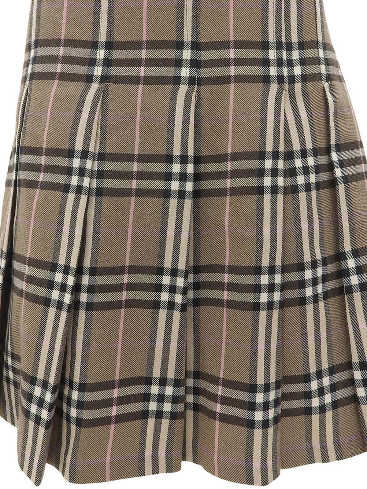 棕色/多色 Nova 格纹褶裥半身裙