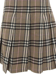 Nova Check Pattern Pleated Skirt #36 Brown/Multi