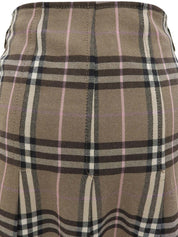 棕色/多色 Nova 格纹褶裥半身裙