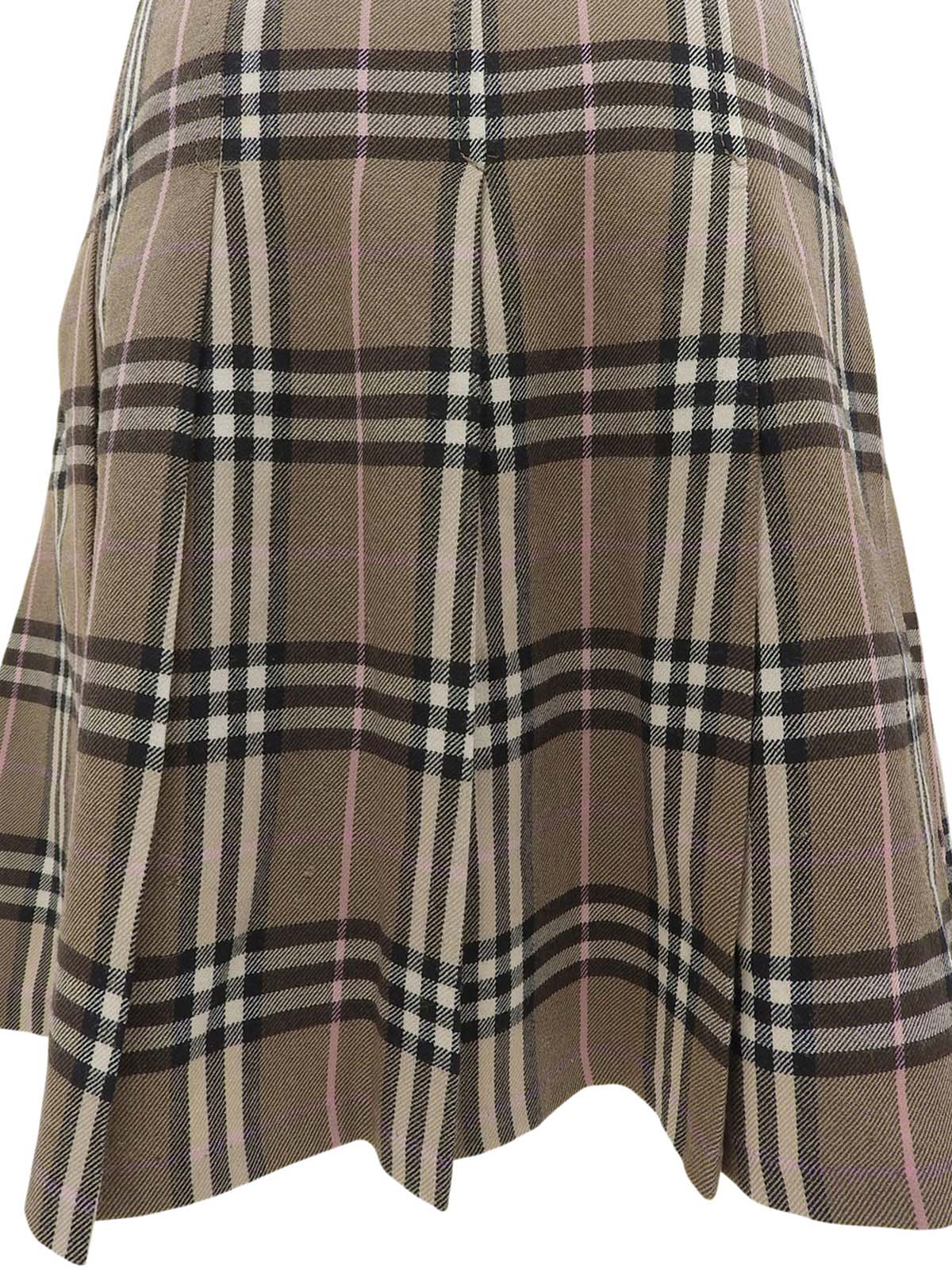 Nova Check Pattern Pleated Skirt in Brown/Multi