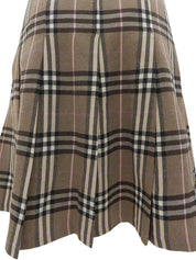 Nova Check Pattern Pleated Skirt in Brown/Multi