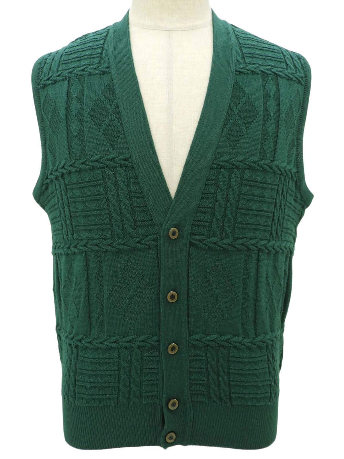 ロゴボタンニットベスト グリーン