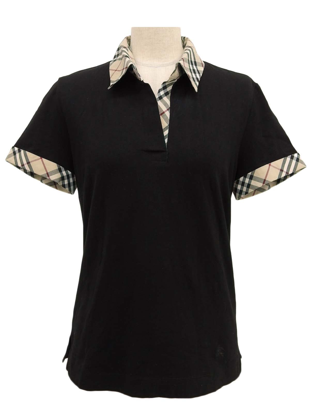 黑色 Nova 格纹图案刺绣 Logo Polo 衫