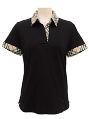 黑色 Nova 格纹图案刺绣 Logo Polo 衫