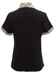 黑色 Nova 格纹图案刺绣 Logo Polo 衫