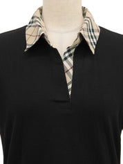 黑色 Nova 格纹图案刺绣 Logo Polo 衫