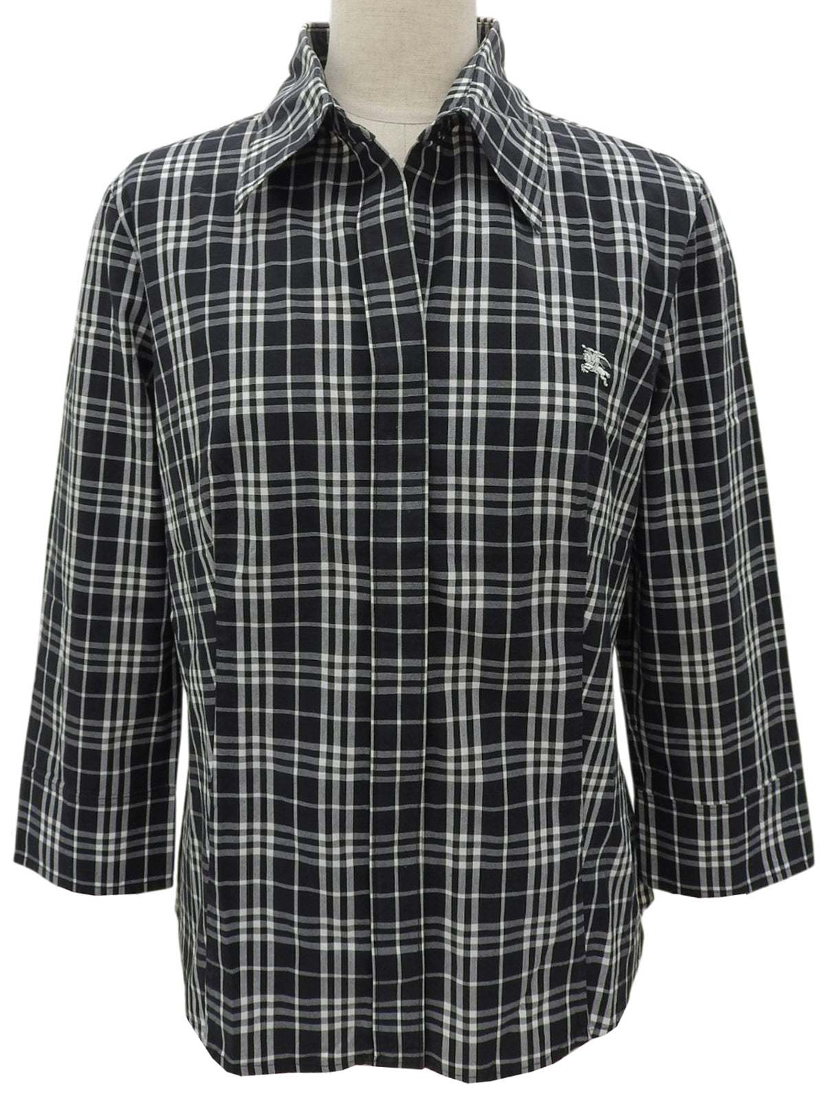 Nova Check Pattern Logo Embroidered Shirt Black/Gray