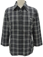 Nova Check Pattern Logo Embroidered Shirt Black/Gray