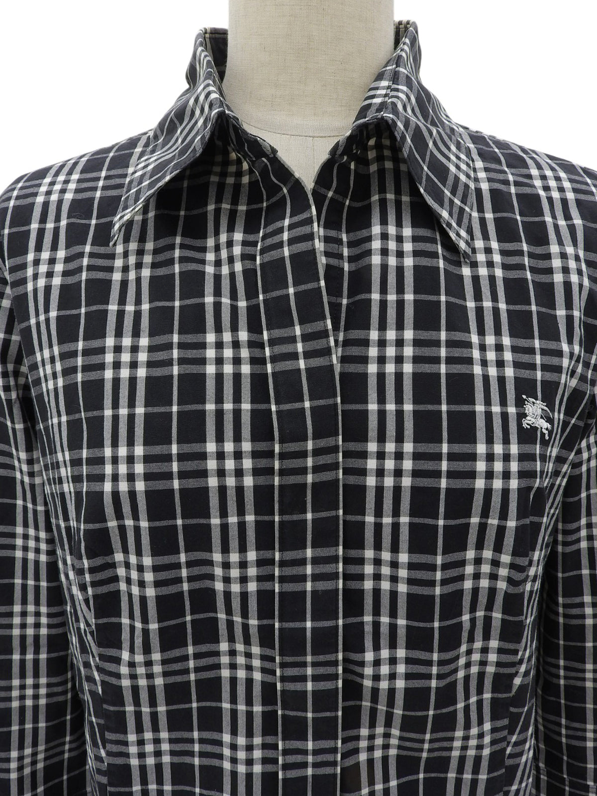 Nova Check Pattern Logo Embroidered Shirt Black/Gray