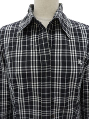 Nova Check Pattern Logo Embroidered Shirt Black/Gray