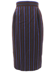 Striped pattern skirt in brown/blue