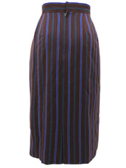 Striped pattern skirt in brown/blue