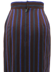 Striped pattern skirt in brown/blue