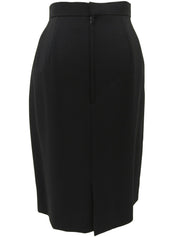 Double-breasted collarless set in black