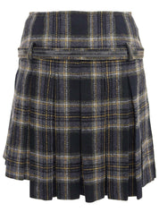 Check Pattern Asymmetrical Pleated Skirt Black/Yellow