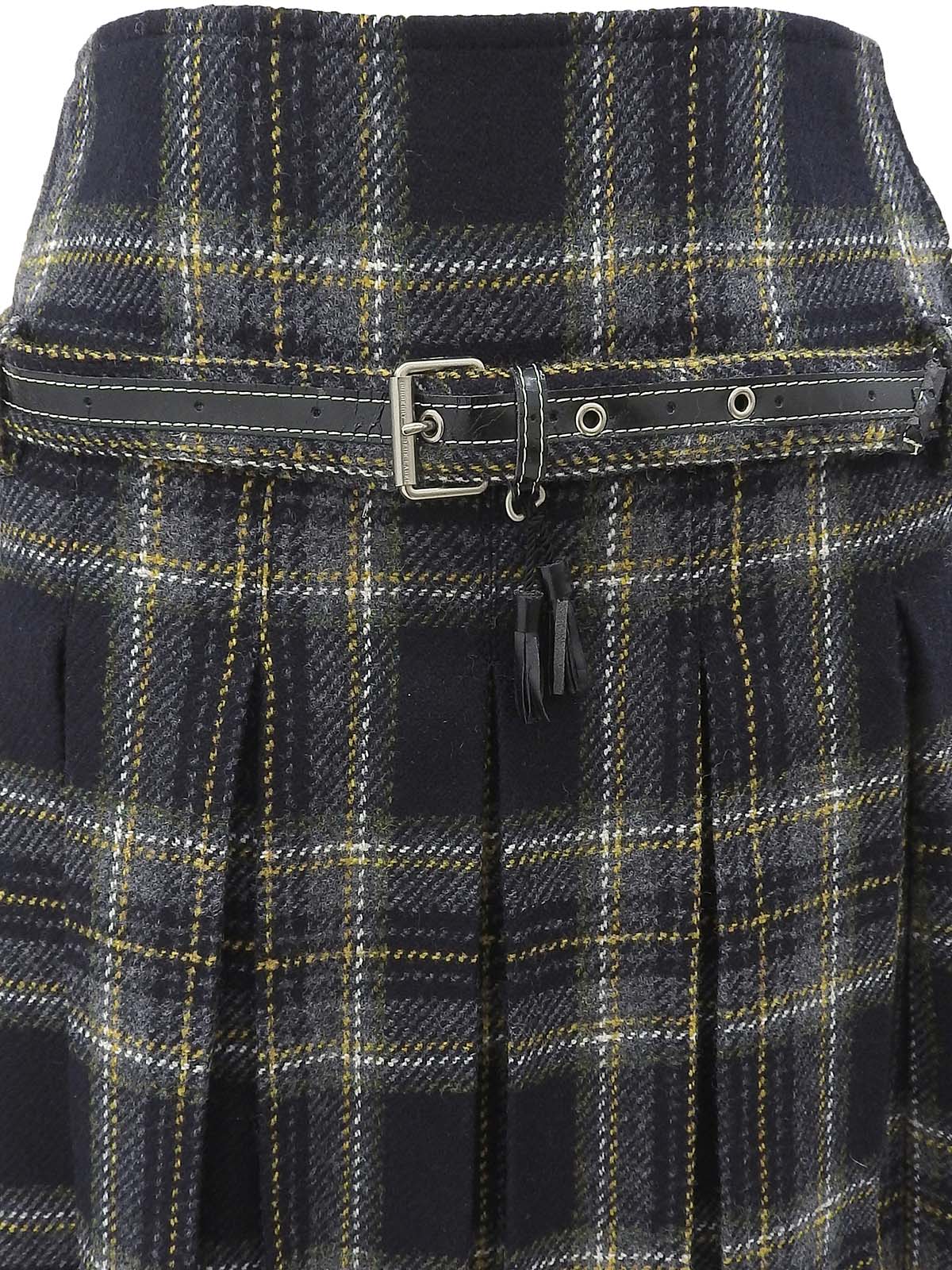 Check Pattern Asymmetrical Pleated Skirt Black/Yellow