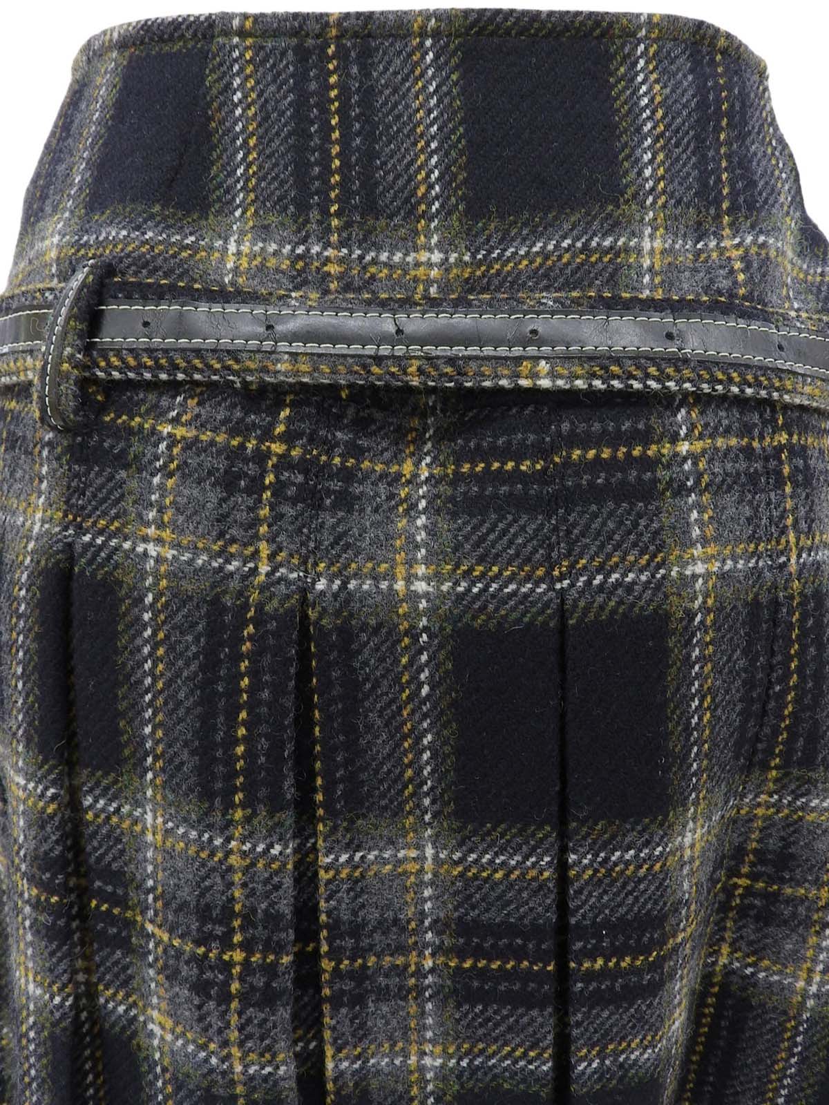 Check Pattern Asymmetrical Pleated Skirt Black/Yellow