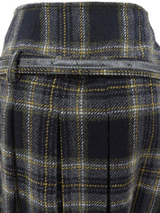 Check Pattern Asymmetrical Pleated Skirt Black/Yellow