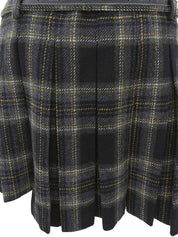 Check Pattern Asymmetrical Pleated Skirt Black/Yellow