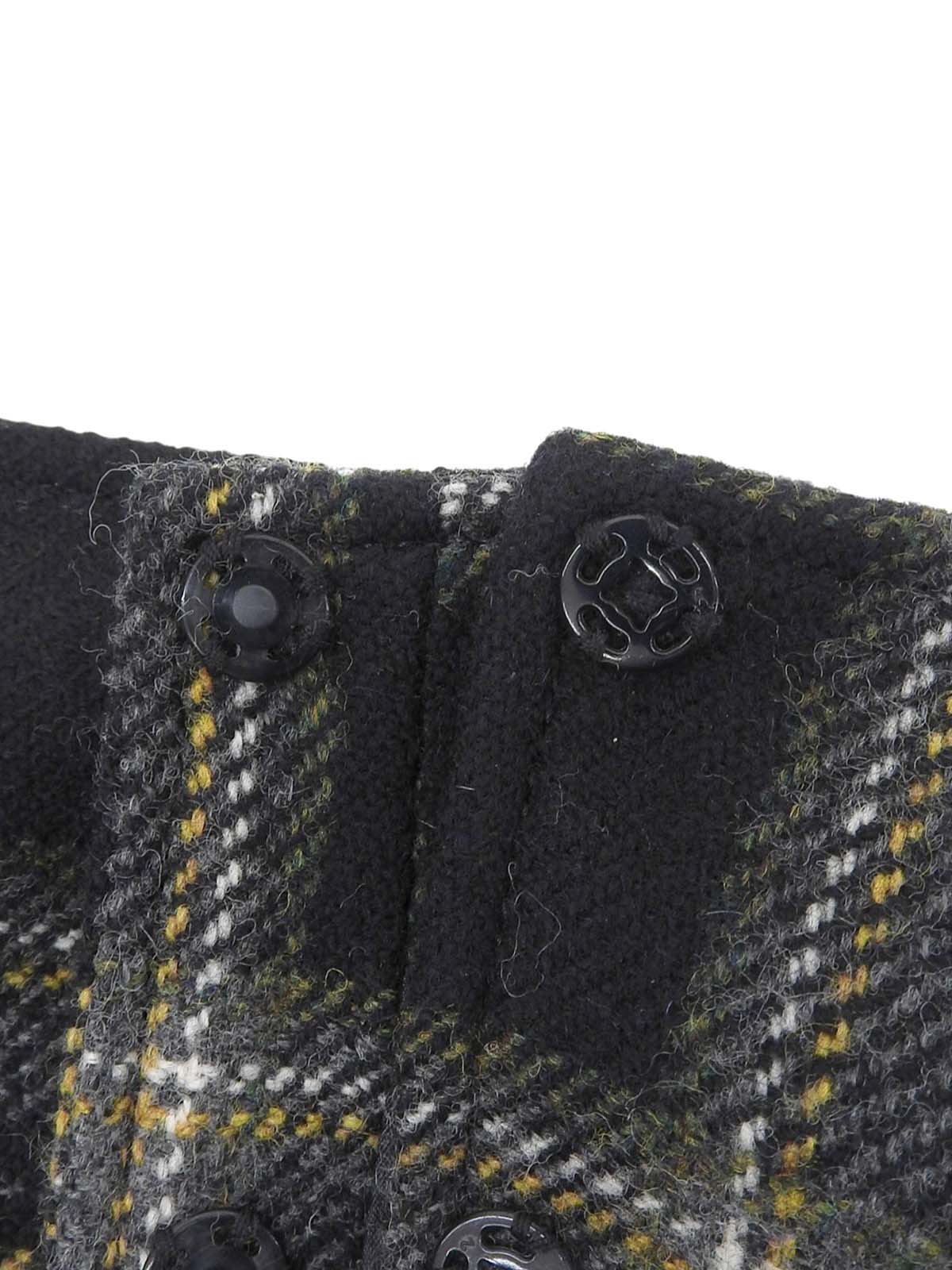 Check Pattern Asymmetrical Pleated Skirt Black/Yellow