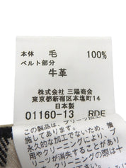 Wool Check Pattern Mini Skirt in Beige/Multi