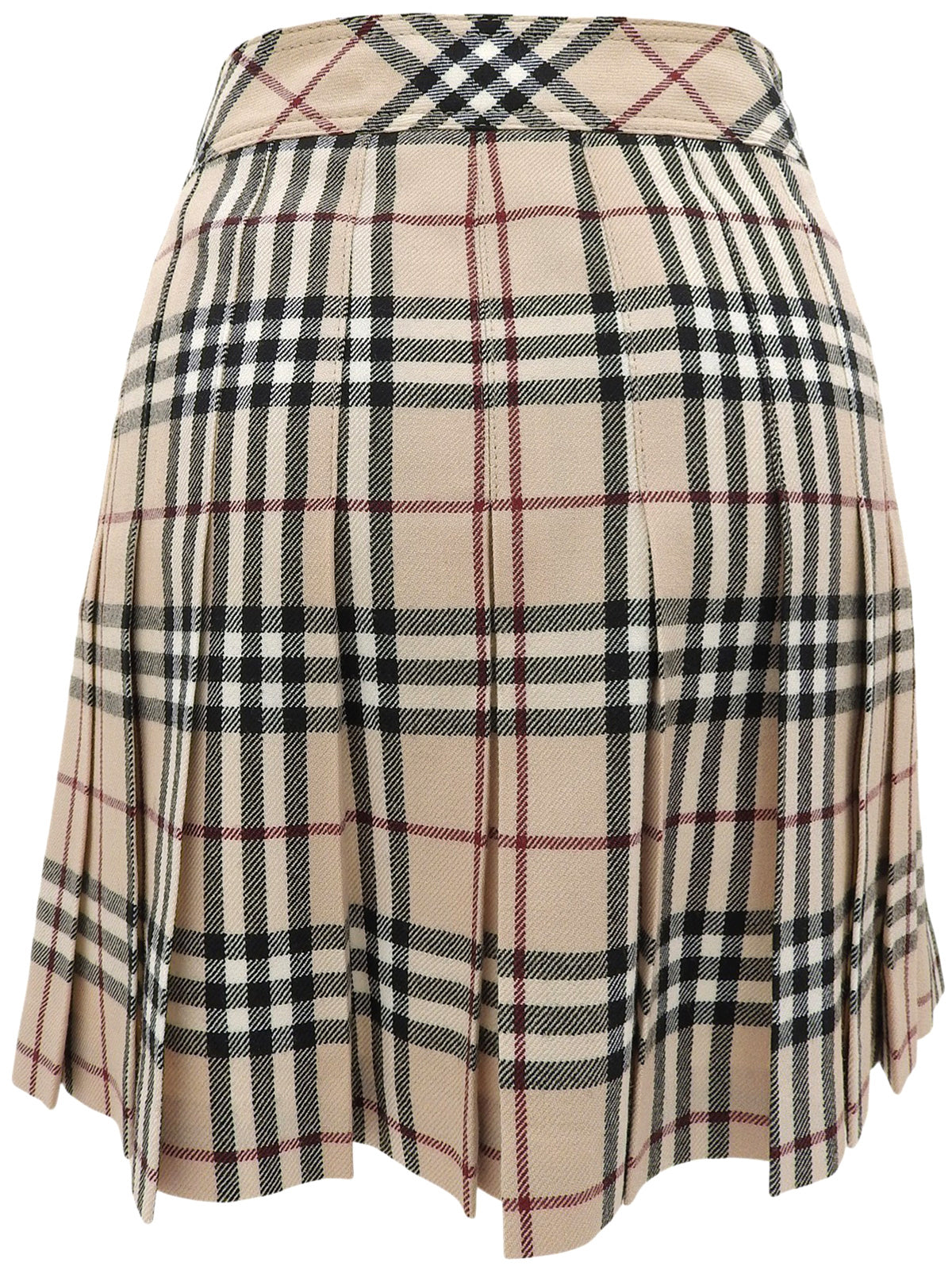 Wool Check Pattern Mini Skirt in Beige/Multi