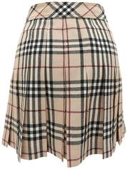 Wool Check Pattern Mini Skirt in Beige/Multi