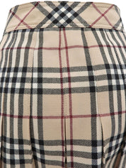Wool Check Pattern Mini Skirt in Beige/Multi