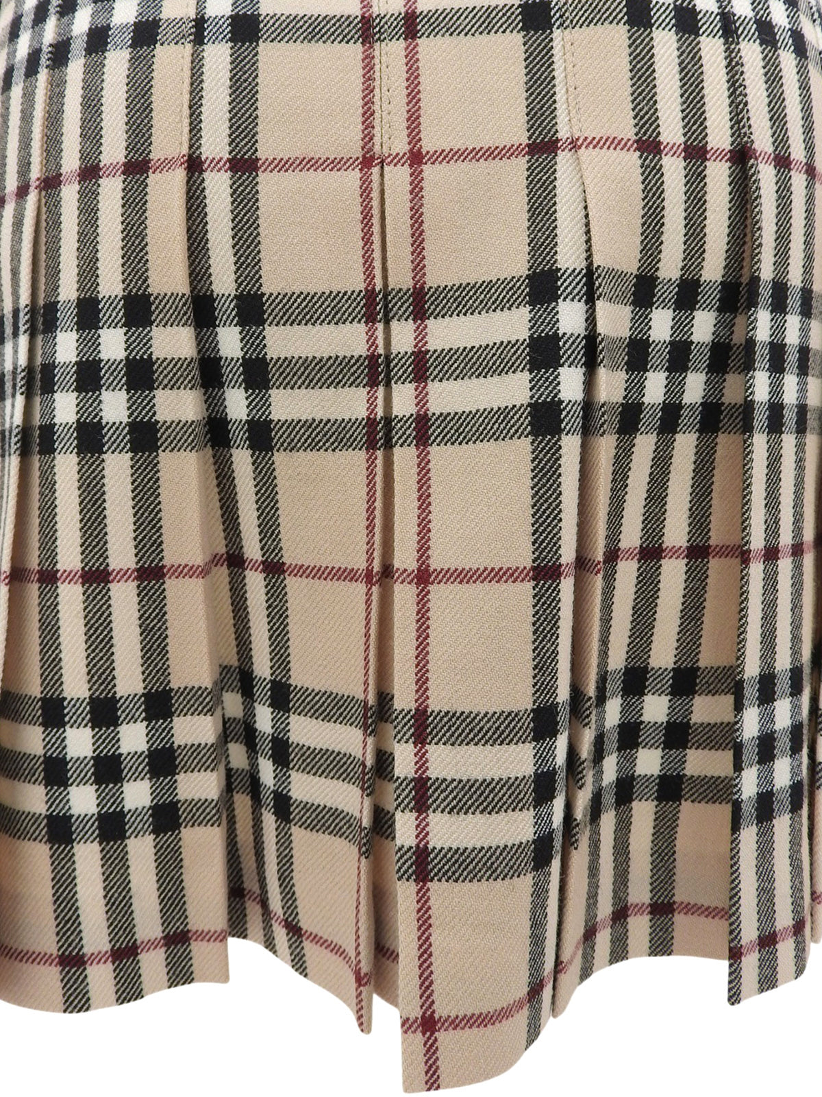 Wool Check Pattern Mini Skirt in Beige/Multi