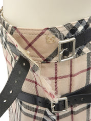 Wool Check Pattern Mini Skirt in Beige/Multi