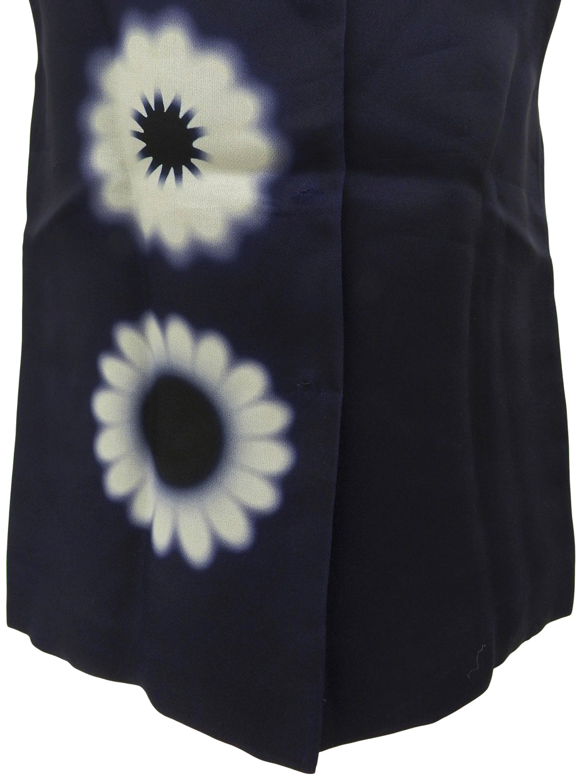 シルクフラワーパターンノースリーブトップス ネイビー/ホワイト