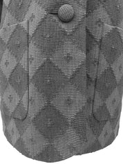 Argyle pattern collarless jacket in grey