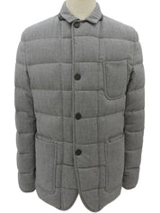 Logo Button Quilted Jacket Gray