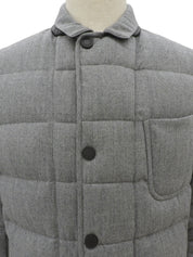 Logo Button Quilted Jacket Gray