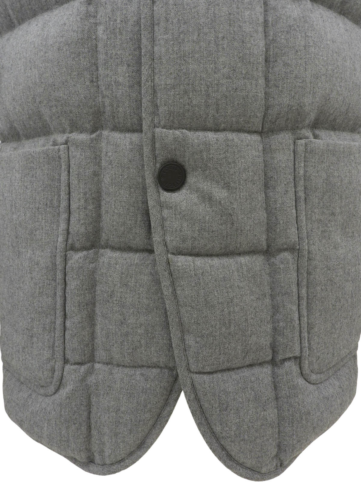 Logo Button Quilted Jacket Gray