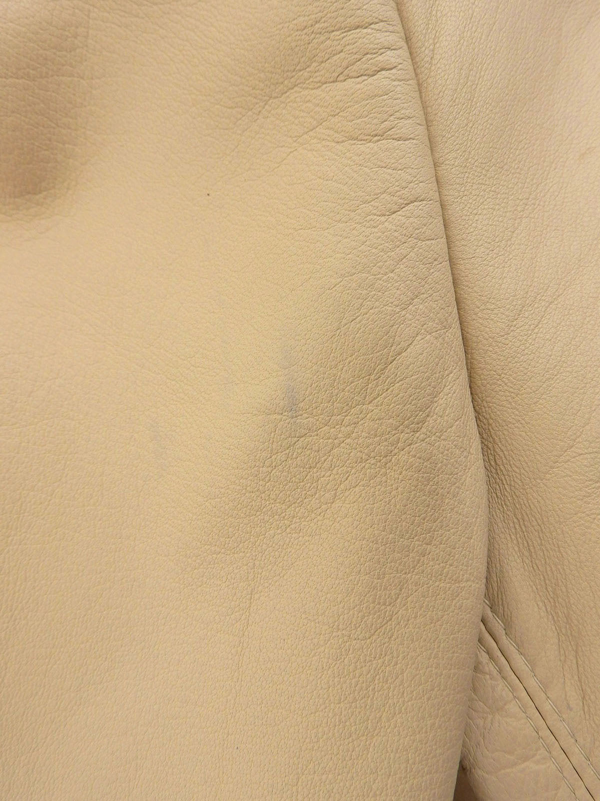 Real Leather Logo Button Jacket in Beige